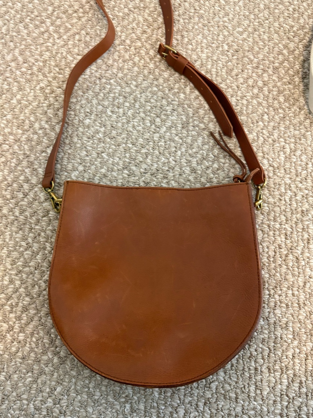 Madewell Transport Saddle Bag brown beige tan white strap leather - Picture 7 of 12